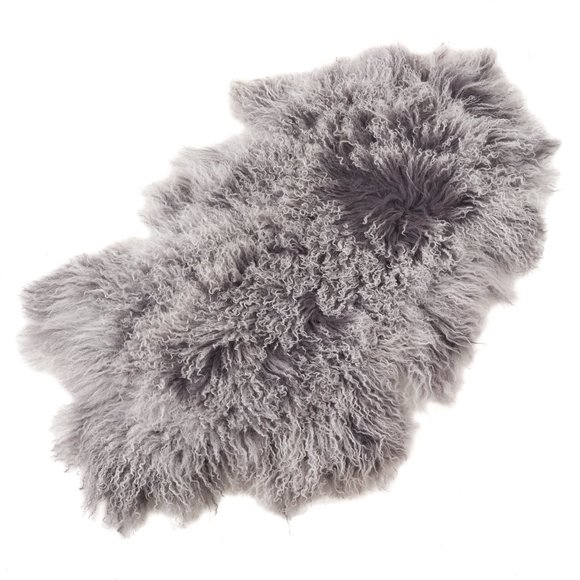 Luxurious Genuine Real Shaggy Soft Fluffy Mongolian Lamb Throw Rug 20" x 35" - Picture 3 of 10
